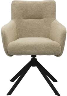 Trendhopper Eetkamerstoel Jule Genua Beige met zwart frame - - Breedte: 59.00 cm