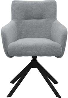 Trendhopper Eetkamerstoel Jule Genua Steel met zwart frame - - Breedte: 59.00 cm