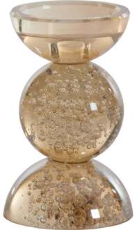 Trendhopper Kandelaar Itinga Glas Bubbel Amber 15,5 Cm - - Breedte: 9.50 cm