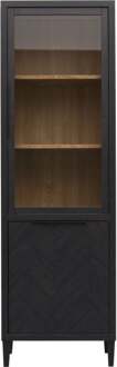 Trendhopper Vitrinekast Gaya 2 deurs Zwart - - Breedte: 67.00 cm