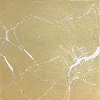 Trendhopper Wanddecoratie Gold Marble 100x100 Goud - - Breedte: 100.00 cm