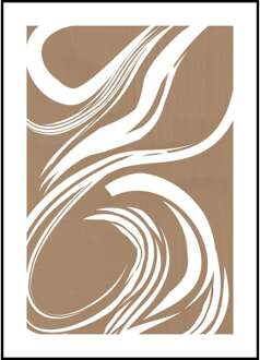 Trendhopper Wanddecoratie Lino Cut 50x70 Bruin - - Breedte: 70.00 cm