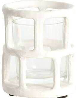 Trendhopper Waxinelichthouder Alimos Wit Glas 12 Cm - - Breedte: 10.00 cm