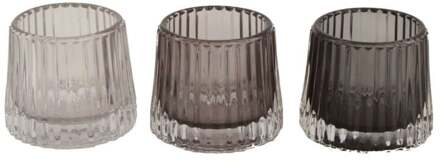 Trendhopper Waxinelichthouder helder glas set van 3 - - Breedte: 8.00 cm