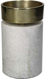 Trendhopper Waxinelichthouder Marble 15cm hoog Wit - - Breedte: 9.00 cm