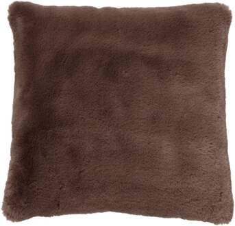 Trendhopper ZAYA - Sierkussen 45x45 cm - bontlook - effen kleur - Chocolate Martini - donkerbruin