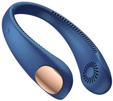 Trending Usb Fan Kleine Opknoping Bladeless Hals Fan Luchtkoeler Draagbare Oplaadbare Mini Hals Fan diep blauw