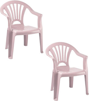 Trendoz Kinderstoel van kunststof - 2x - roze - 35 x 28 x 50 cm - tuin/camping/slaapkamer