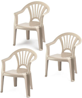 Trendoz Kinderstoel van kunststof - 3x - beige - 35 x 28 x 50 cm - tuin/camping/slaapkamer