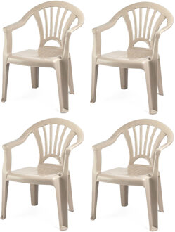 Trendoz Kinderstoel van kunststof - 4x - beige - 35 x 28 x 50 cm - tuin/camping/slaapkamer