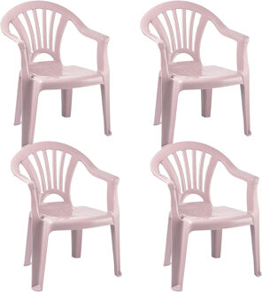 Trendoz Kinderstoel van kunststof - 4x - roze - 35 x 28 x 50 cm - tuin/camping/slaapkamer