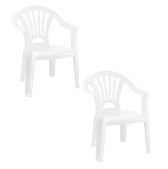 Trendoz Stoeltje voor kinderen - 2x - wit - 50 cm - binnen en buiten - kunststof