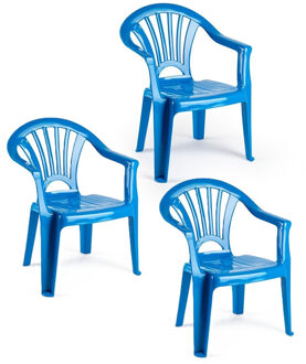 Trendoz Stoeltje voor kinderen - 3x - blauw - 50 cm - binnen en buiten - kunststof