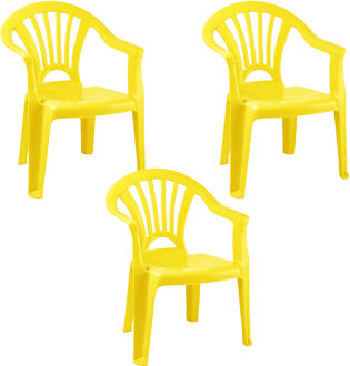 Trendoz Stoeltje voor kinderen - 3x - geel - 50 cm - binnen en buiten - kunststof