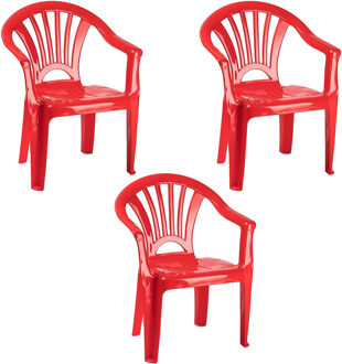 Trendoz Stoeltje voor kinderen - 3x - rood - 50 cm - binnen en buiten - kunststof