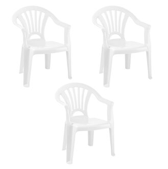 Trendoz Stoeltje voor kinderen - 3x - wit - 50 cm - binnen en buiten - kunststof