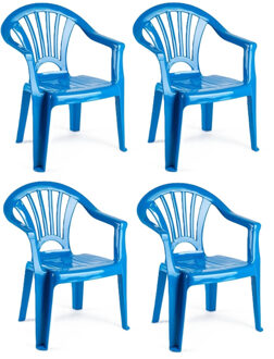 Trendoz Stoeltje voor kinderen - 4x - blauw - 50 cm - binnen en buiten - kunststof
