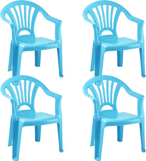 Trendoz Stoeltje voor kinderen - 4x - lichtblauw - 50 cm - binnen en buiten - kunststof