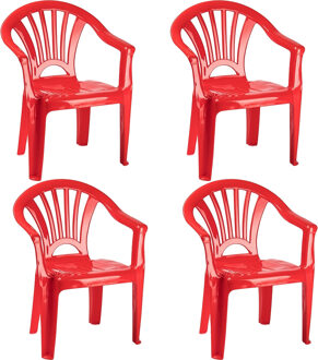 Trendoz Stoeltje voor kinderen - 4x - rood - 50 cm - binnen en buiten - kunststof