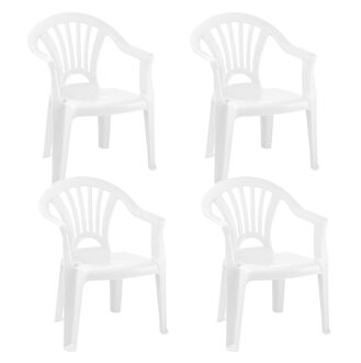 Trendoz Stoeltje voor kinderen - 4x - wit - 50 cm - binnen en buiten - kunststof