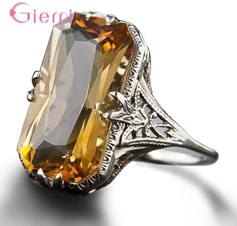 Trendy Antique 925 Sterling Silver White Zirconia Ring Rings For Women Gemstones Wedding Punk Fine Jewelry Wholesale Bijoux