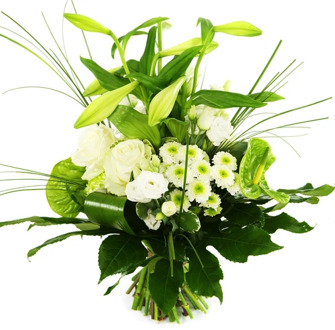 Trendy boeket modern wit groen