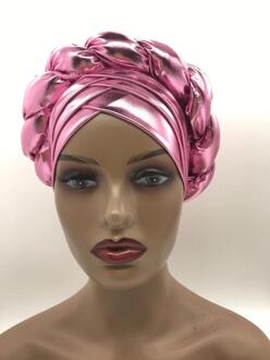 Trendy Gitter Braid Tulband Caps Voor Vrouwen Afrikaanse Auto Gele Headties Vrouwelijke Hoofd Wraps Moslim Hijab Bonnet Beanie 7