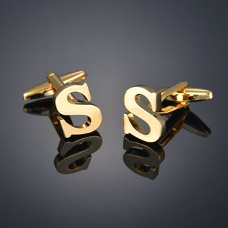 Trendy Luxe Goud Kleur Letter S Manchetknopen Voor Heren Shirt Wedding Party Business Vriendje Sieraden