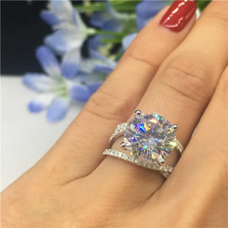 Trendy Luxury 925 Sterling Silver Wedding Rings for Women Unique Round Design Zircon Rings Romantic Bridal Engagement Jewelry