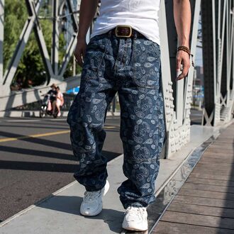 Trendy Mannen Plus Size Jeans Losse Baggy Casual Denim Broek Rechte Broek Hiphop Harem Jeans Streetwear Mannen Kleding 30