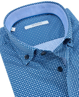 trendy overhemd met lange mouwen Blauw - XXL