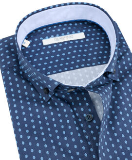 trendy overhemd met lange mouwen - maat L Blauw