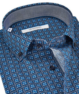 Trendy overhemd met lange mouwen - maat L Blauw