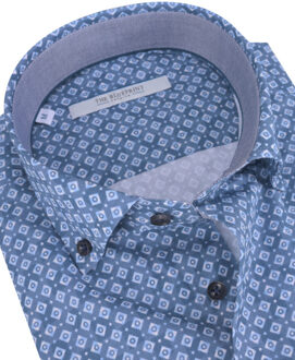 trendy overhemd met lange mouwen - maat S Blauw