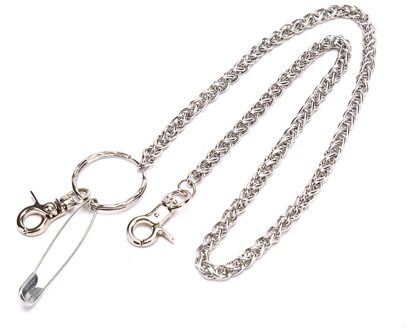 Trendy Punk Hip Hop Taille Chain Jeans Kleding Accessoires Mode Retro Zilver Metalen Pin Ring Clip Sleutelhanger
