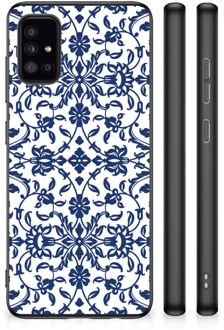 Trendy Telefoonhoesjes Samsung Galaxy A51 GSM Hoesje met Zwarte rand Flower Blue