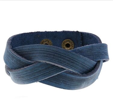 Trendy Twist Lederen Armband Voor Mannen Vrouwen Brede Punk Wrap Manchet Polsband Armbanden 5 Kleuren blauw