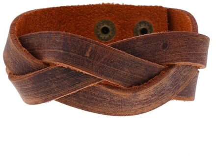 Trendy Twist Lederen Armband Voor Mannen Vrouwen Brede Punk Wrap Manchet Polsband Armbanden 5 Kleuren bruin