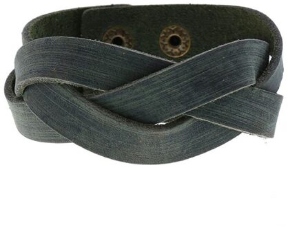 Trendy Twist Lederen Armband Voor Mannen Vrouwen Brede Punk Wrap Manchet Polsband Armbanden 5 Kleuren groen