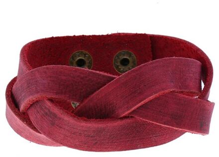 Trendy Twist Lederen Armband Voor Mannen Vrouwen Brede Punk Wrap Manchet Polsband Armbanden 5 Kleuren rood