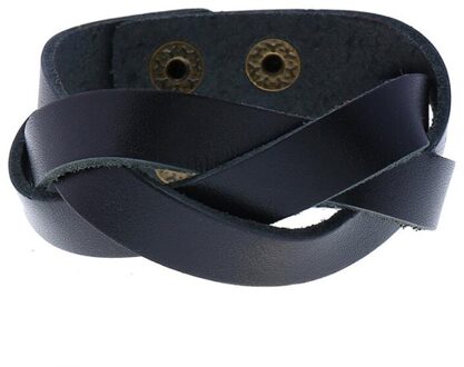 Trendy Twist Lederen Armband Voor Mannen Vrouwen Brede Punk Wrap Manchet Polsband Armbanden 5 Kleuren zwart