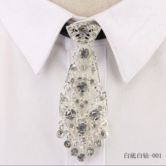 Trendy Unisex Koreaanse Host Metalen Diamant Kleine Stropdas Stropdas Bruidegom Trouwjurk Kraag Exclusieve Tie Ster Broche Set 1