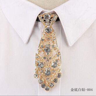 Trendy Unisex Koreaanse Host Metalen Diamant Kleine Stropdas Stropdas Bruidegom Trouwjurk Kraag Exclusieve Tie Ster Broche Set 4
