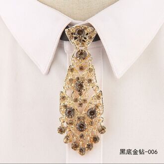 Trendy Unisex Koreaanse Host Metalen Diamant Kleine Stropdas Stropdas Bruidegom Trouwjurk Kraag Exclusieve Tie Ster Broche Set 6