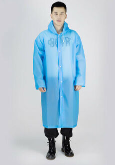 trenfy Mannen Vrouwen Waterdichte Jas EVA Knop Hooded Regenjas Regenjas Poncho Regenkleding Knop Regenjas Outdoor Wholease Blauw