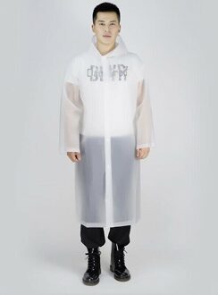 trenfy Mannen Vrouwen Waterdichte Jas EVA Knop Hooded Regenjas Regenjas Poncho Regenkleding Knop Regenjas Outdoor Wholease wit
