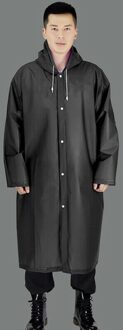 trenfy Mannen Vrouwen Waterdichte Jas EVA Knop Hooded Regenjas Regenjas Poncho Regenkleding Knop Regenjas Outdoor Wholease zwart