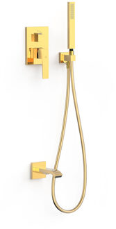 Tres Badkraan Inbouw Tres Slim Exclusive met Handdoucheset, Wanduitloop en Mengkraan Goud