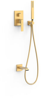 Tres Badkraan Inbouw Tres Slim Exclusive met Handdoucheset, Wanduitloop en Mengkraan Mat Goud