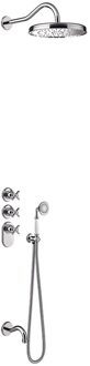 Tres Badkraan Tres Clasic Thermostatisch Inbouw Incl. Regendouche 3-wegs Chroom Tres